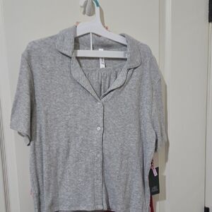 Wild Fable Gray Button-Up Sleep Shirt